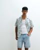 Mango Mango 100% cotton short sleeve paisly print shirt in pastel green - 4