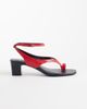 Mango Mango 100% leather ankle tie block heeled sandals in red - 1