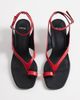 Mango Mango 100% leather ankle tie block heeled sandals in red - 2