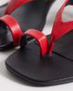 Mango Mango 100% leather ankle tie block heeled sandals in red - 3