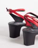 Mango Mango 100% leather ankle tie block heeled sandals in red - 4