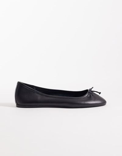 Mango Mango 100% leather ballet flats in black