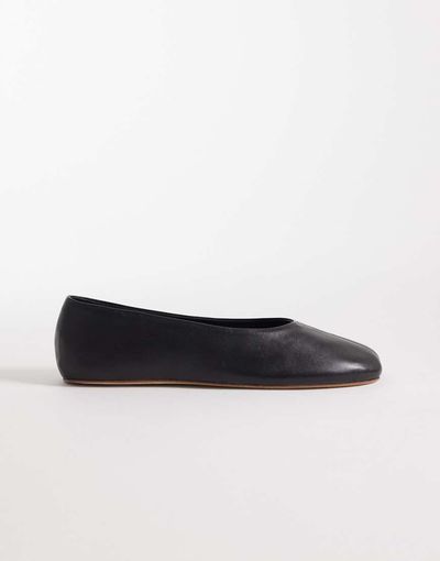 Mango Mango 100% leather ballet pumps in black
