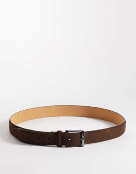 Mango Mango 100% leather belt with silver-tone buckle in brown