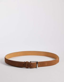 Mango Mango 100% leather belt with silver-tone buckle in tan-Brown
