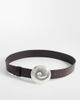 Mango Mango 100% leather belt with statement faux shell in brown - 1