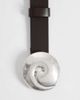 Mango Mango 100% leather belt with statement faux shell in brown - 2