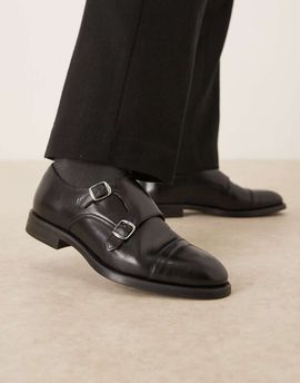 Mango Mango 100% leather brogues with buckles in black