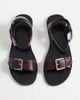 Mango Mango 100% leather buckle detailing flat sandals in chocolate-Brown - 2