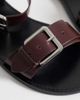 Mango Mango 100% leather buckle detailing flat sandals in chocolate-Brown - 3