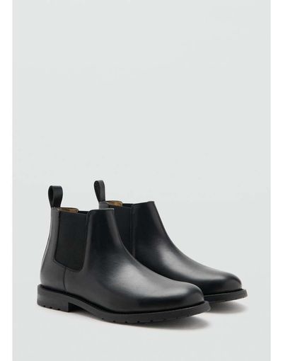 Mango Mango 100% leather Chelsea boots in black