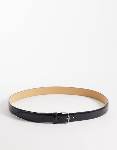 Mango Mango 100% leather classic belt in black
