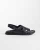 Mango Mango 100% leather cross strap design sandals with buckle detailing in black - 1