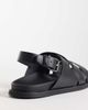Mango Mango 100% leather cross strap design sandals with buckle detailing in black - 3
