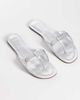 Mango Mango 100% leather flip flop sandal in silver - 1