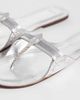 Mango Mango 100% leather flip flop sandal in silver - 2