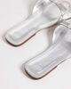 Mango Mango 100% leather flip flop sandal in silver - 4