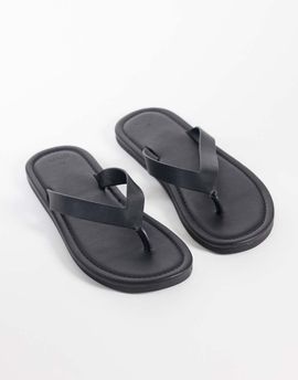 Mango Mango 100% leather flip flops in black