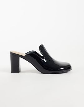 Mango Mango 100% leather heeled mules in black patent