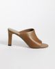 Mango Mango 100% leather heeled mules in khaki-Green - 1