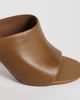 Mango Mango 100% leather heeled mules in khaki-Green - 3