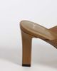 Mango Mango 100% leather heeled mules in khaki-Green - 4