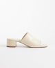 Mango Mango 100% leather low block heeled sandal in ecru-Neutral - 1
