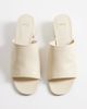Mango Mango 100% leather low block heeled sandal in ecru-Neutral - 2