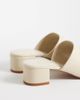Mango Mango 100% leather low block heeled sandal in ecru-Neutral - 4