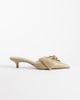 Mango Mango 100% leather oversized bow heeled mules in beige-Neutral - 1