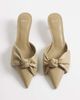 Mango Mango 100% leather oversized bow heeled mules in beige-Neutral - 2