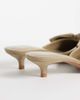Mango Mango 100% leather oversized bow heeled mules in beige-Neutral - 3