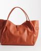 Mango Mango 100% leather oversized city bag in orange - 4