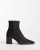 Mango Mango 100% leather pointed heeled ankle boot in chocolate-Brown - 1