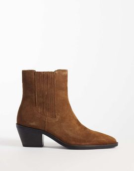 Mango Mango 100% leather short cowboy boots in brown