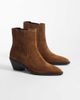 Mango Mango 100% leather short cowboy boots in brown - 4
