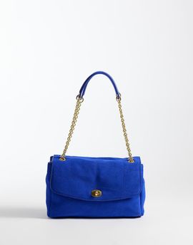Mango Mango 100% leather shoulder bag in electric blue-Red