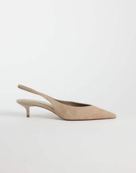 Mango Mango 100% leather slingback heels in sand-Neutral