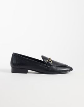 Mango Mango 100% leather snaffle detail loafers in black