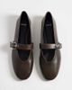 Mango Mango 100% leather strap detailing flats in brown - 2