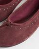 Mango Mango 100% leather studded ballet flats in burgundy-Red - 3