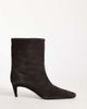 Mango Mango 100% leather suede kitten heeled ankle boot in chocolate-Brown - 1
