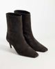 Mango Mango 100% leather suede kitten heeled ankle boot in chocolate-Brown - 2