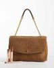 Mango Mango 100% leather suede quilted shoulder bag with chain straps in camel-Brown - 2
