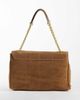 Mango Mango 100% leather suede quilted shoulder bag with chain straps in camel-Brown - 4