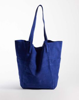 Mango Mango 100% leather suede slouchy tote bag in electric blue