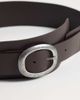 Mango Mango 100% leather wide belt with silver-tone buckle in brown - 3