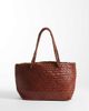 Mango Mango 100% leather woven tote bag in deep red - 1