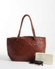 Mango Mango 100% leather woven tote bag in deep red - 2