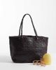 Mango Mango 100% leather woven tote in chocolate-Brown - 2